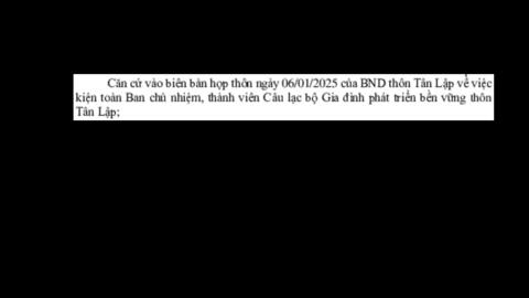 Quyết định kiện toàn CLB GDDPTBV Tân Lập